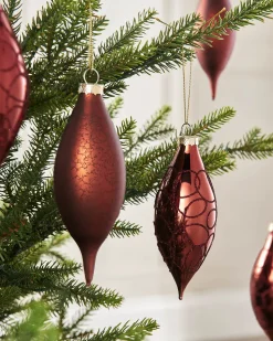 Burgundy Glass Baubles, 5 Pack, 15 Cm