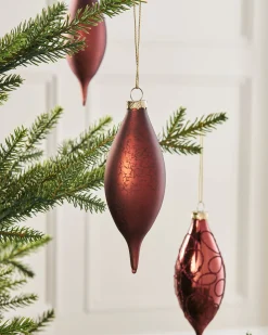 Burgundy Glass Baubles, 5 Pack, 15 Cm
