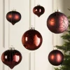 Burgundy Glass Baubles, 6 Pack, 10 Cm