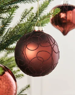 Burgundy Glass Baubles, 6 Pack, 10 Cm