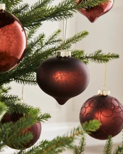 Burgundy Glass Baubles, 6 Pack, 10 Cm