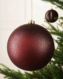 Burgundy Large Glitter Shatterproof Bauble, 20 Cm
