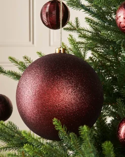 Burgundy Large Glitter Shatterproof Bauble, 20 Cm