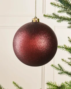 Burgundy Large Glitter Shatterproof Bauble, 15 Cm