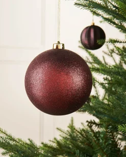 Burgundy Large Glitter Shatterproof Bauble, 15 Cm
