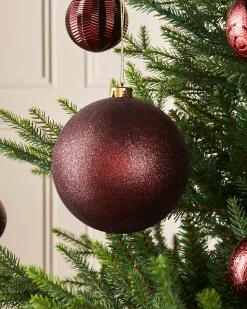 Burgundy Large Glitter Shatterproof Bauble, 15 Cm