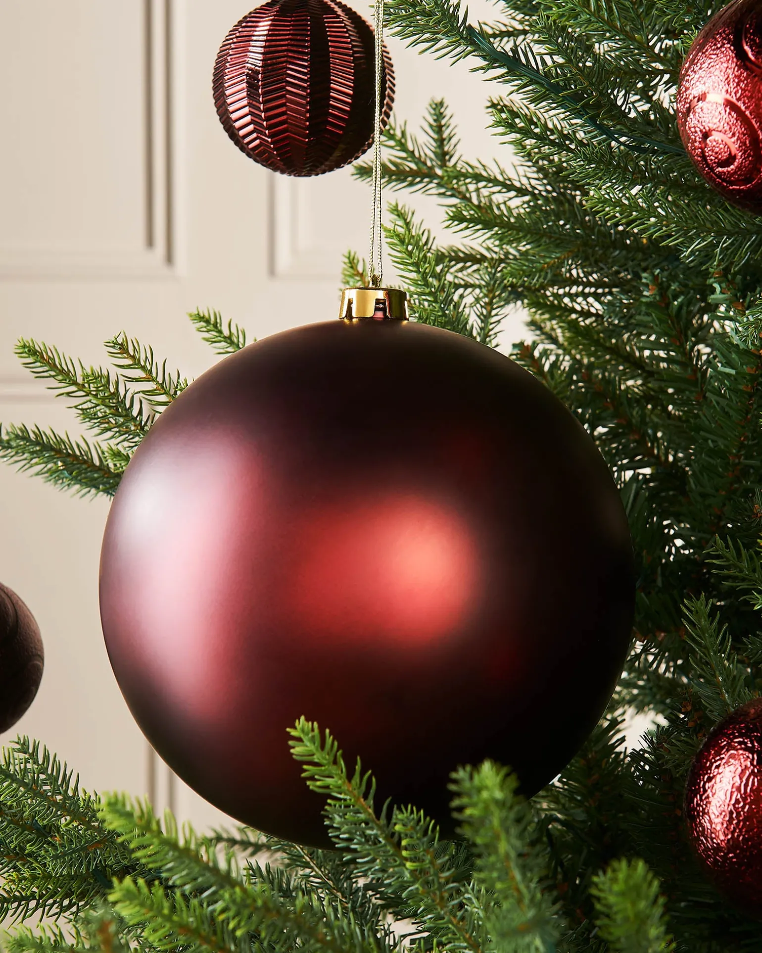 Burgundy Large Matt Shatterproof Bauble, 20 Cm