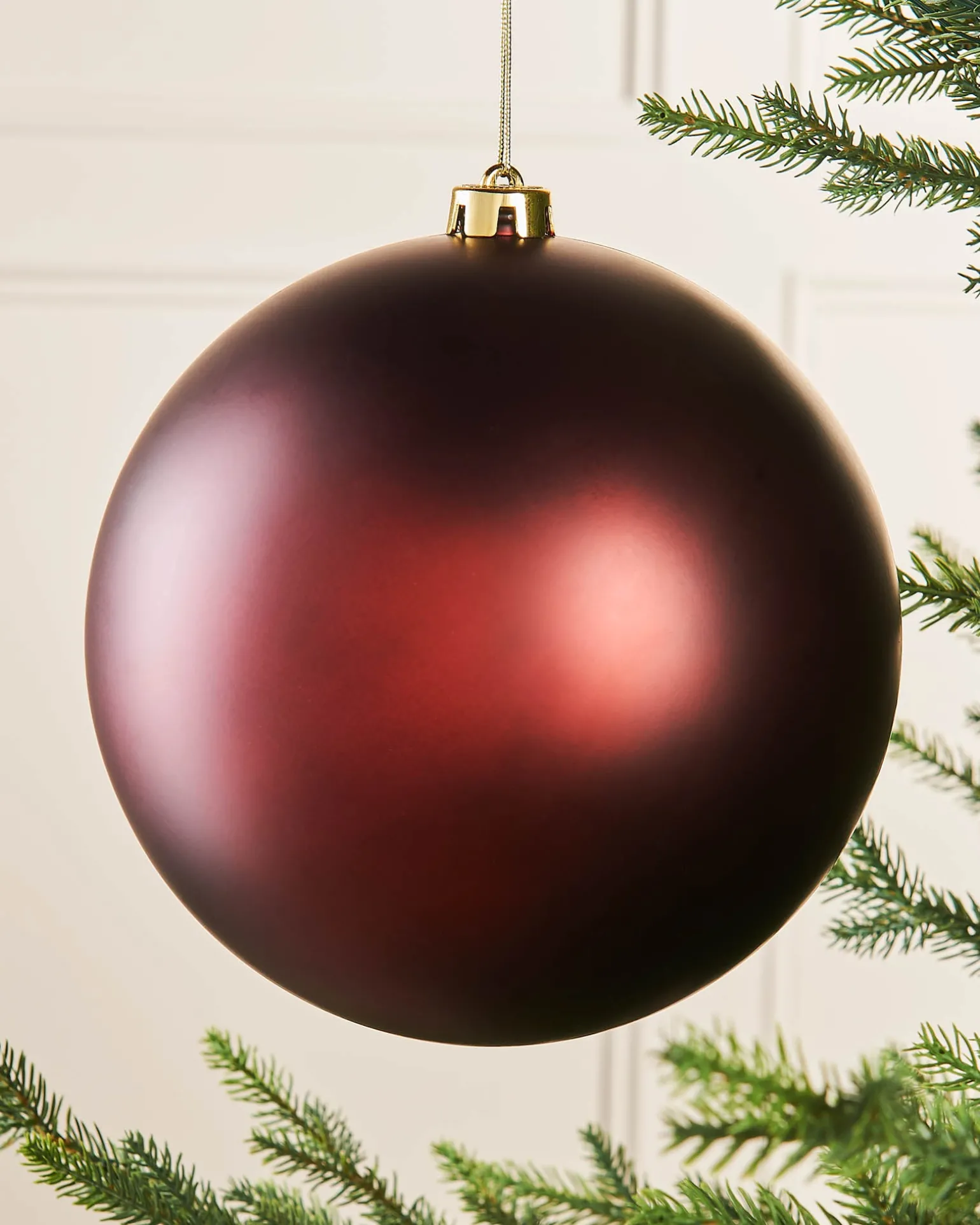 Burgundy Large Matt Shatterproof Bauble, 20 Cm