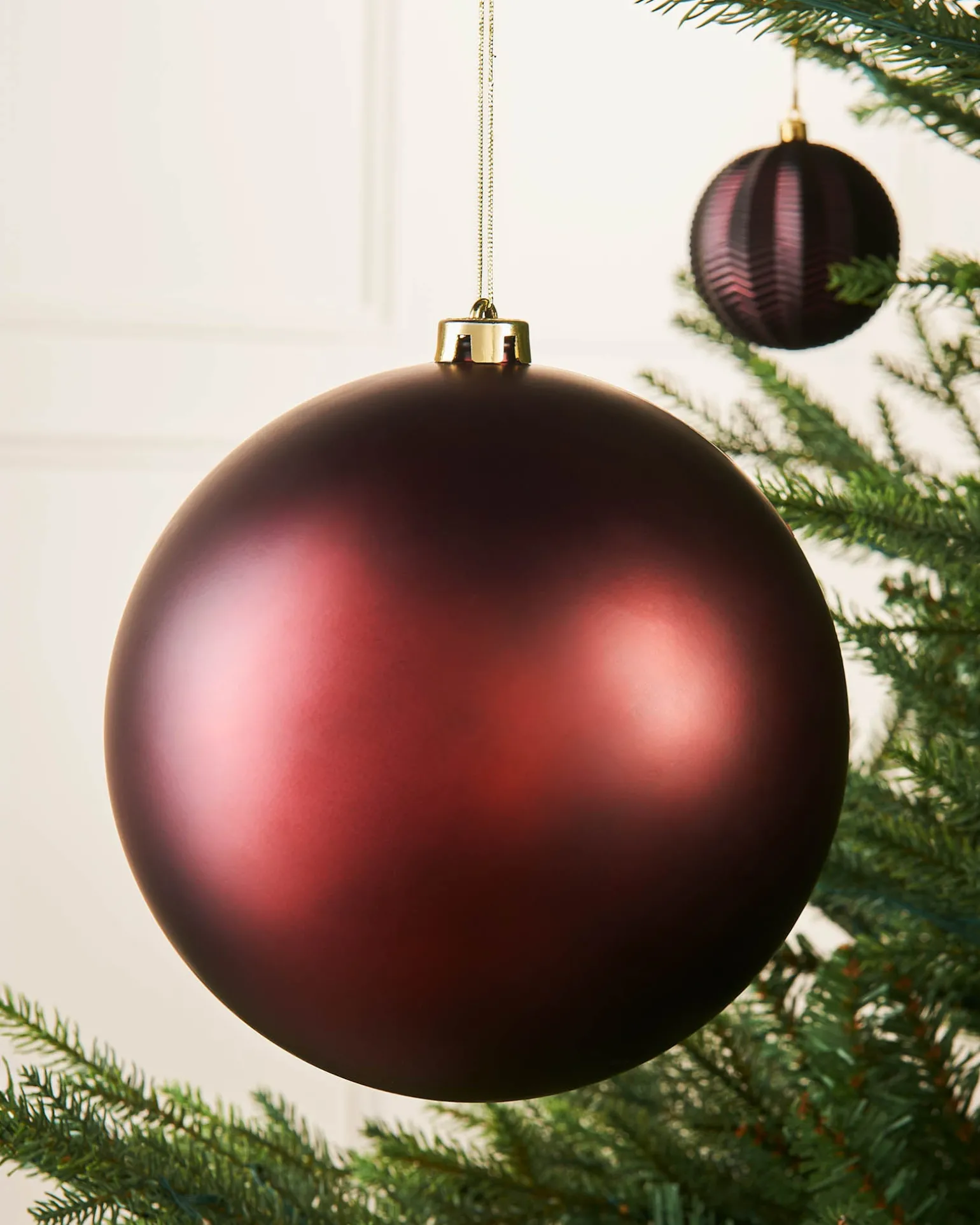Burgundy Large Matt Shatterproof Bauble, 20 Cm