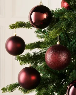 Burgundy Shatterproof Baubles, 9 Pack, 10 Cm