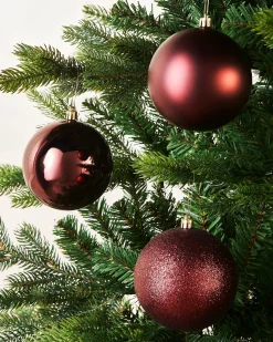 Burgundy Shatterproof Baubles, 9 Pack, 10 Cm