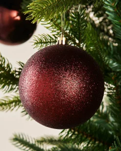 Burgundy Shatterproof Baubles, 9 Pack, 10 Cm