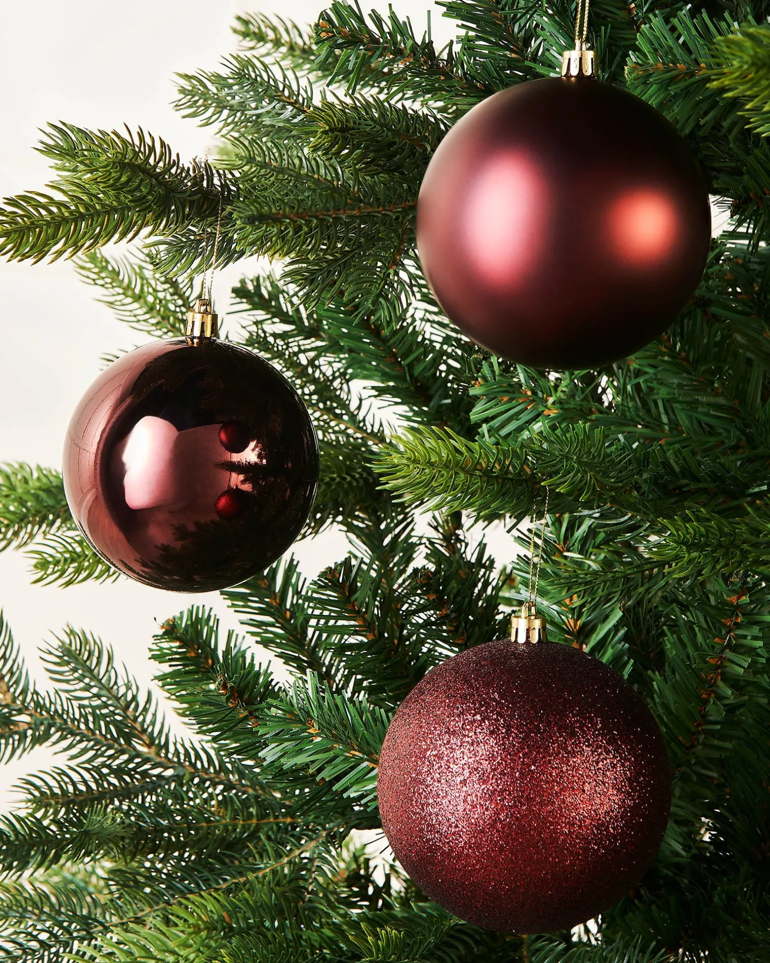 Burgundy Shatterproof Baubles, 9 Pack, 10 Cm