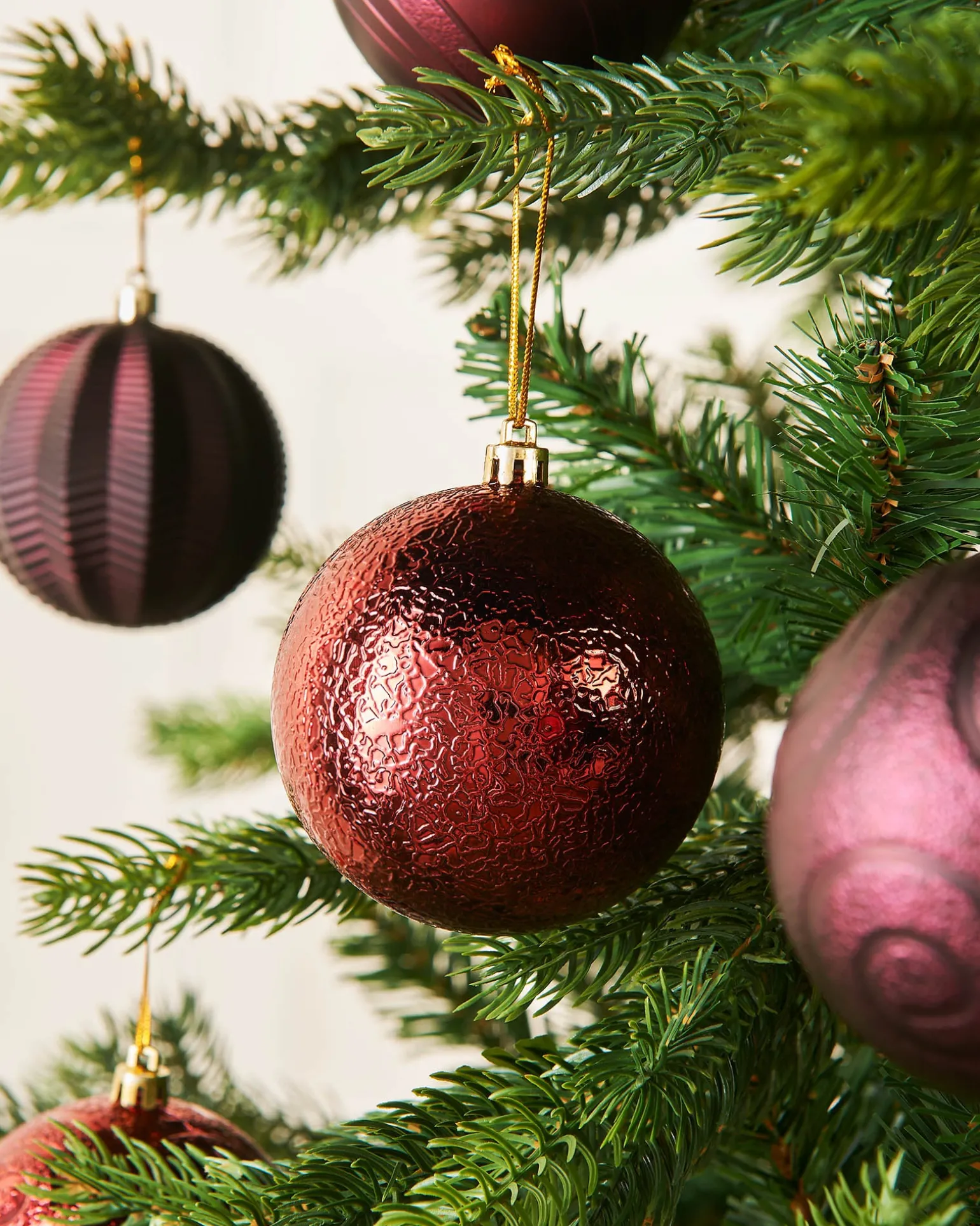 Burgundy Shatterproof Baubles, 16 Pack, 8 Cm