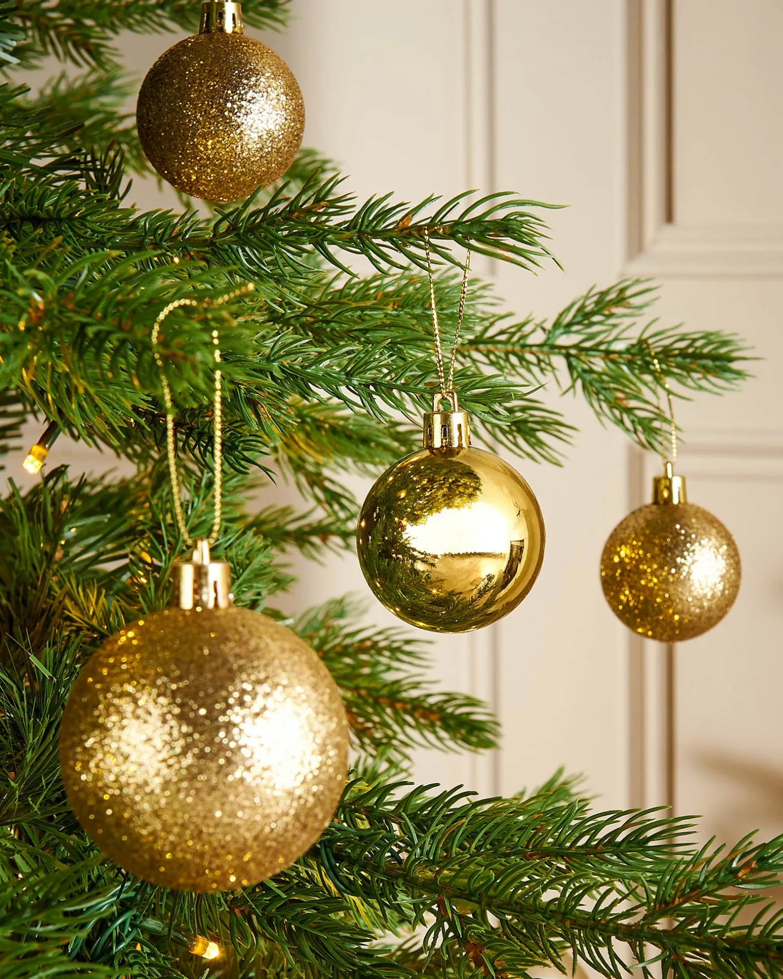 Christmas Gold Shatterproof Bauble, 50 Pack
