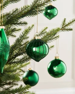 Christmas Green Glass Baubles, 20 Pack