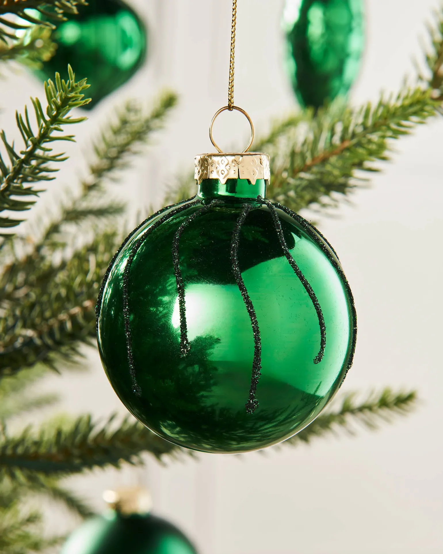 Christmas Green Glass Baubles, 20 Pack