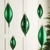 Christmas Green Glass Baubles, 5 Pack, 15 Cm