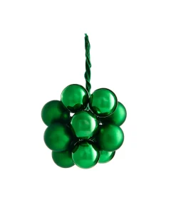 Christmas Green Glass Berry Cluster Baubles, 10 Pack
