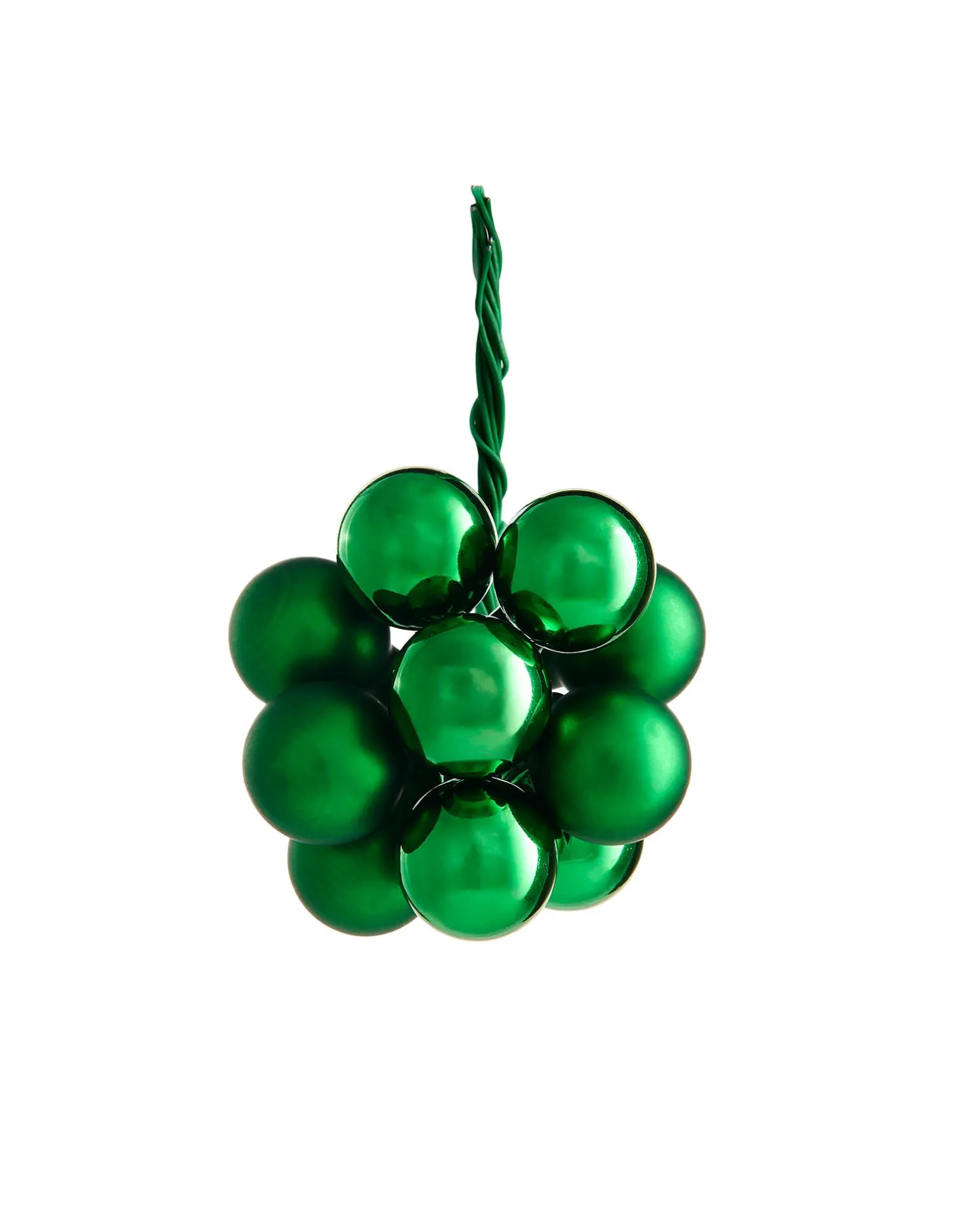 Christmas Green Glass Berry Cluster Baubles, 10 Pack