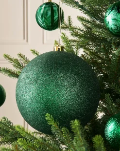 Christmas Green Large Glitter Shatterproof Bauble, 20 Cm
