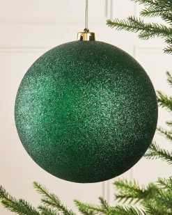 Christmas Green Large Glitter Shatterproof Bauble, 20 Cm