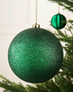 Christmas Green Large Glitter Shatterproof Bauble, 20 Cm