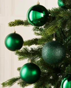 Christmas Green Shatterproof Baubles, 9 Pack, 10 Cm