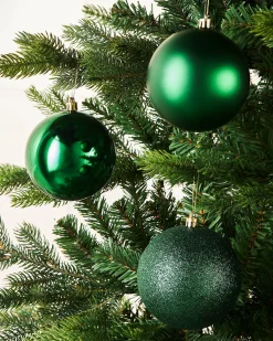Christmas Green Shatterproof Baubles, 9 Pack, 10 Cm