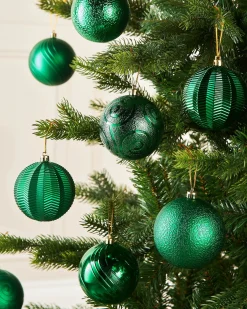 Christmas Green Shatterproof Baubles, 16 Pack, 8 Cm