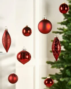 Christmas Red Glass Baubles, 20 Pack