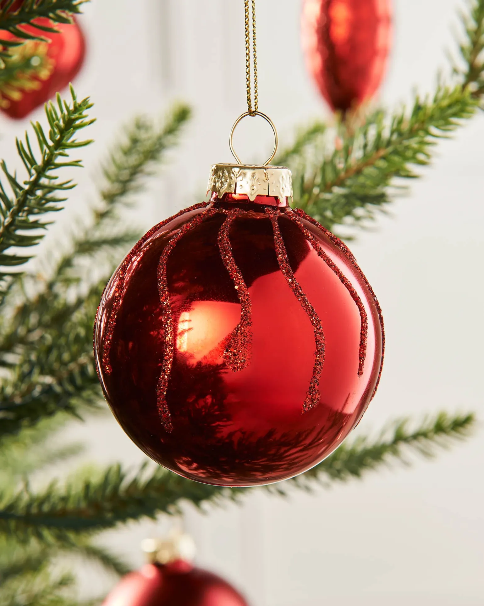 Christmas Red Glass Baubles, 20 Pack