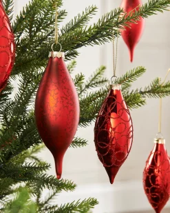 Christmas Red Glass Baubles, 5 Pack, 15 Cm
