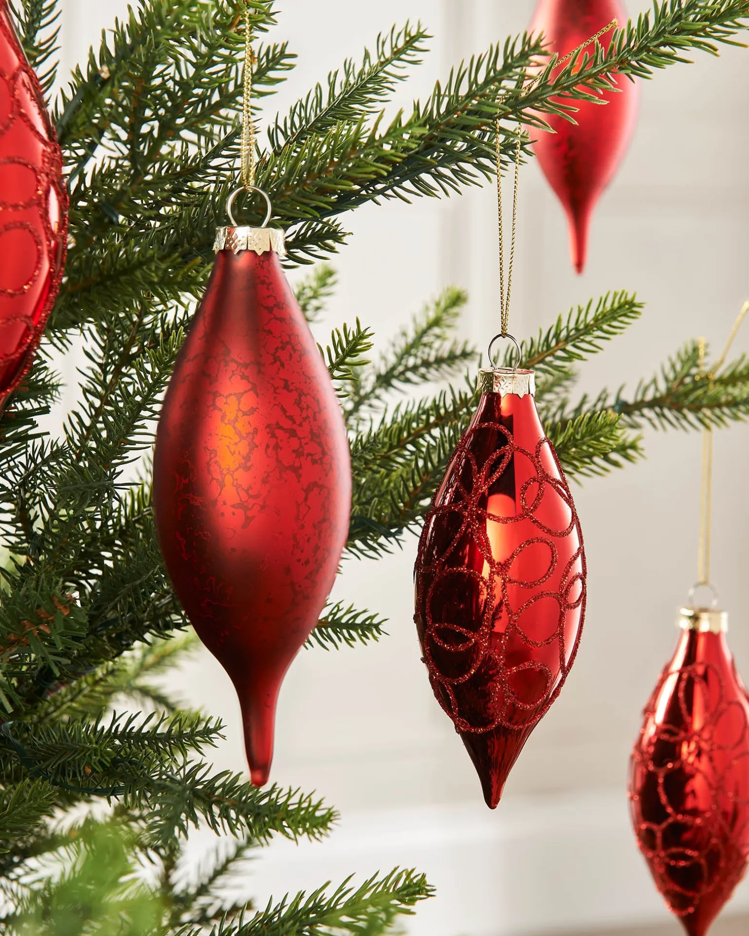 Christmas Red Glass Baubles, 5 Pack, 15 Cm