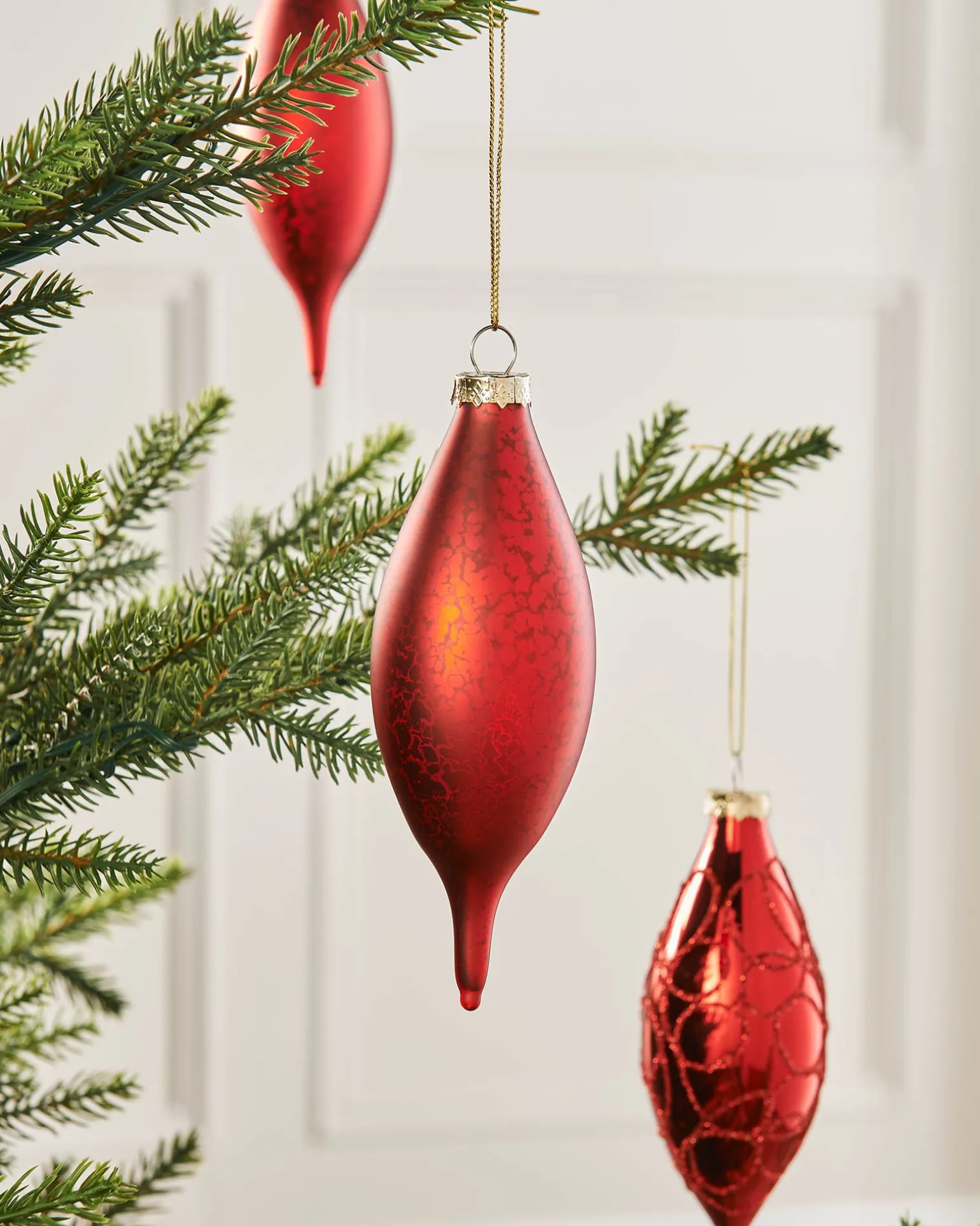 Christmas Red Glass Baubles, 5 Pack, 15 Cm