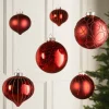 Christmas Red Glass Baubles, 6 Pack, 10 Cm