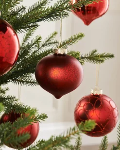 Christmas Red Glass Baubles, 6 Pack, 10 Cm