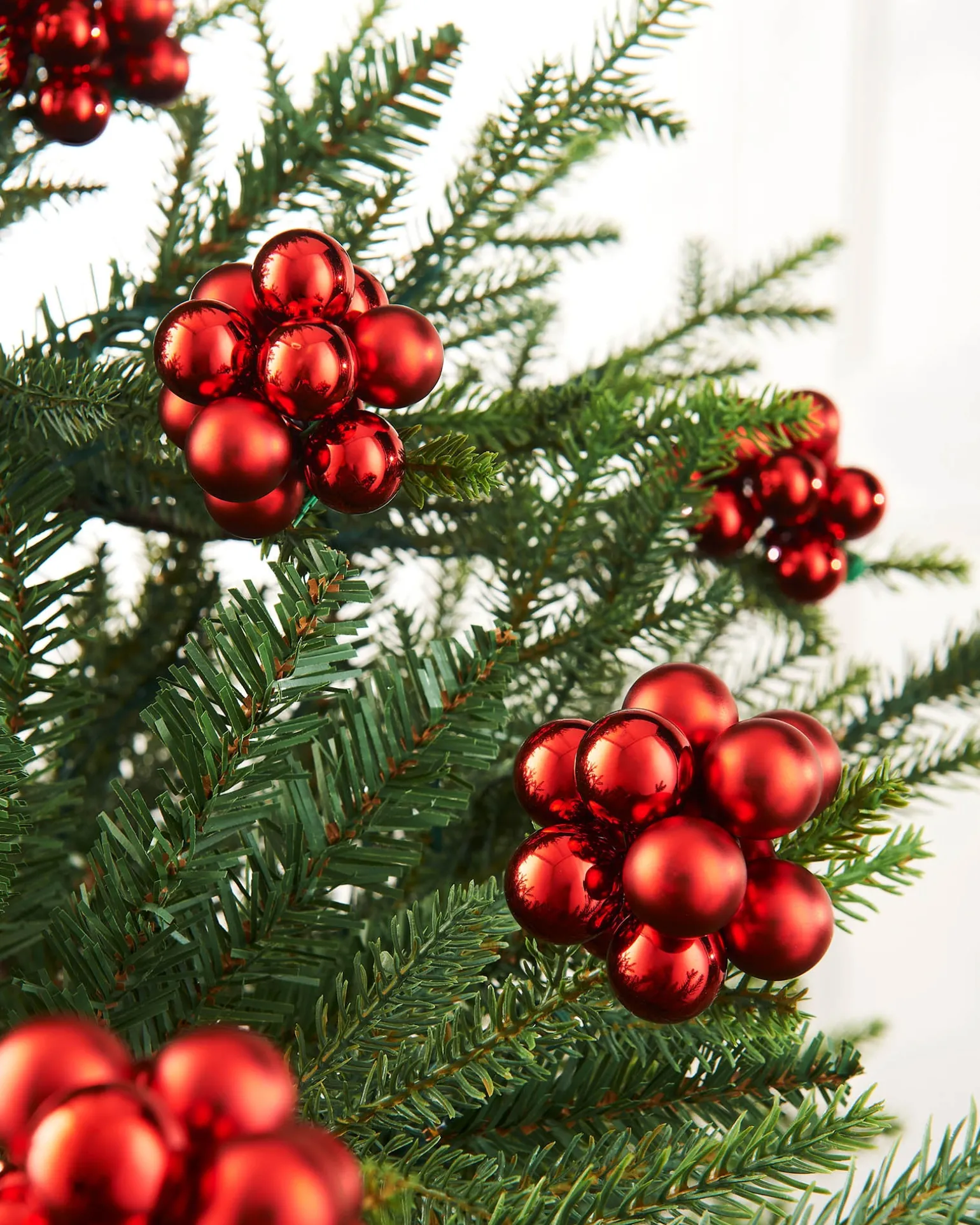Christmas Red Glass Berry Cluster Baubles, 10 Pack