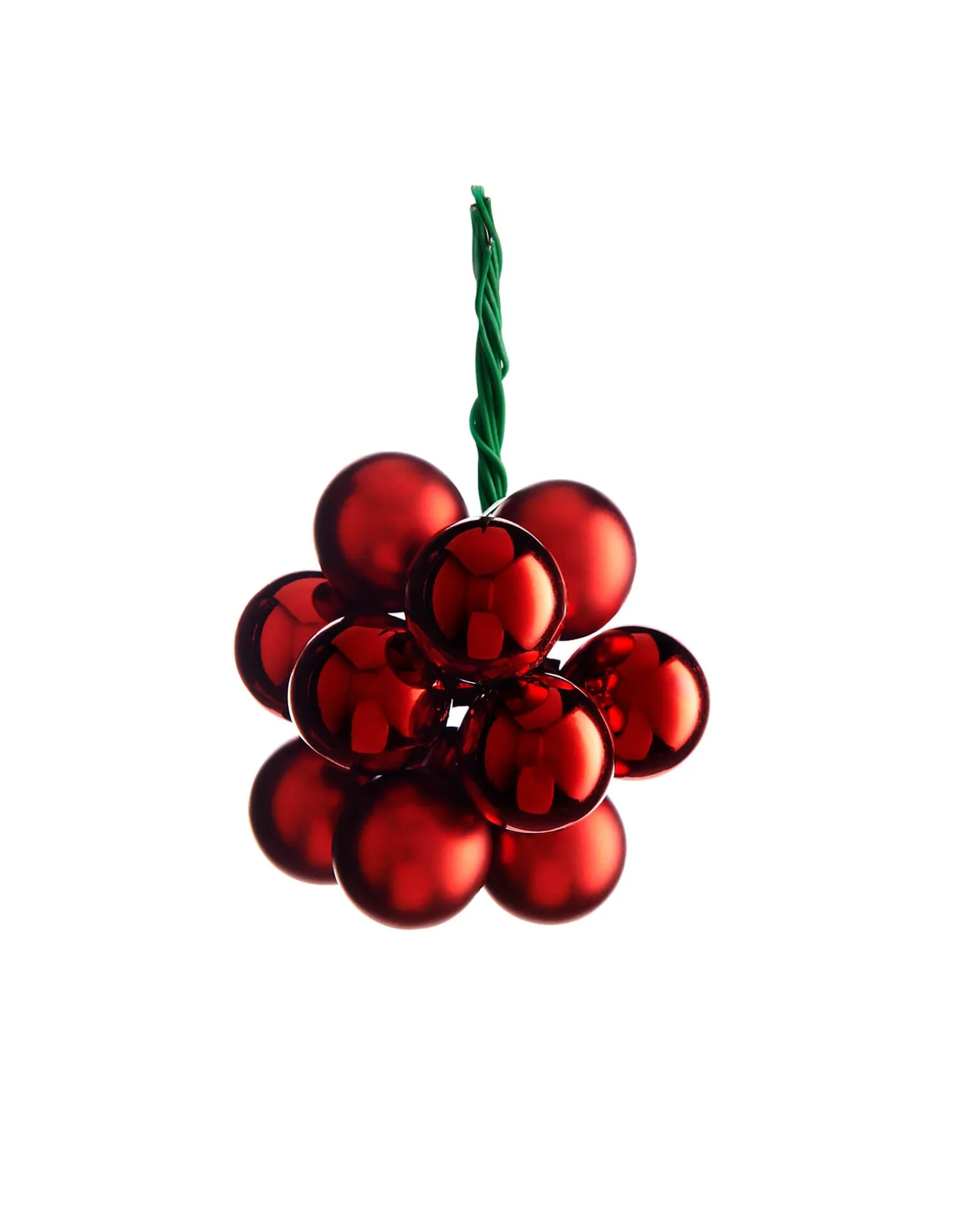 Christmas Red Glass Berry Cluster Baubles, 10 Pack