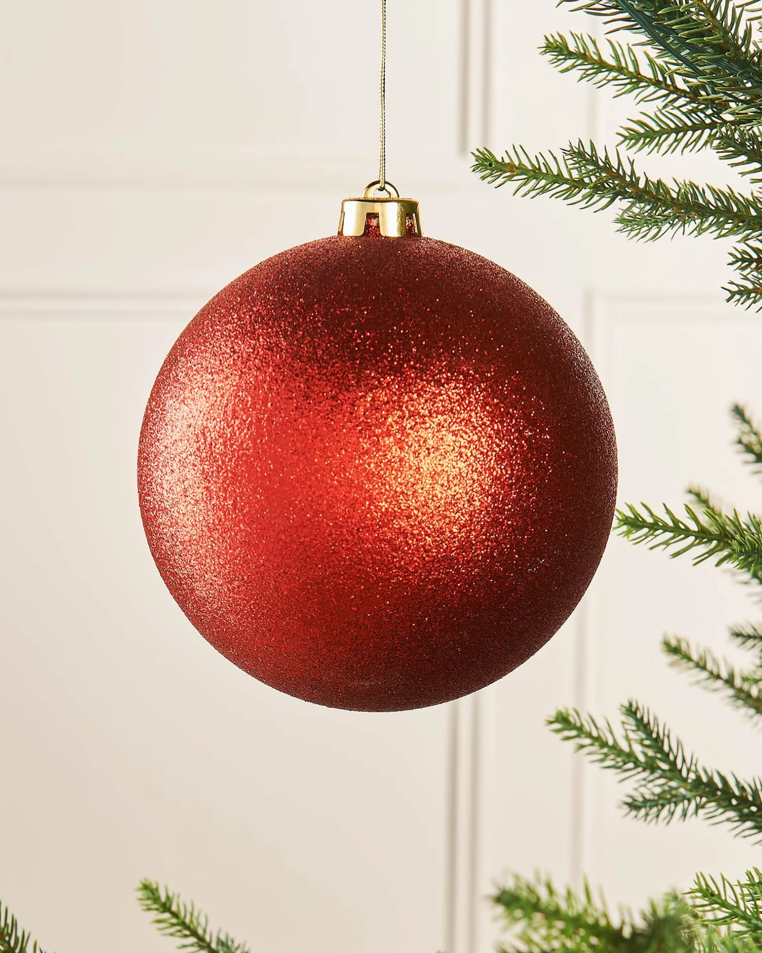 Christmas Red Large Glitter Shatterproof Bauble, 15 Cm