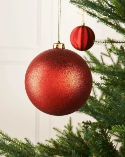 Christmas Red Large Glitter Shatterproof Bauble, 15 Cm