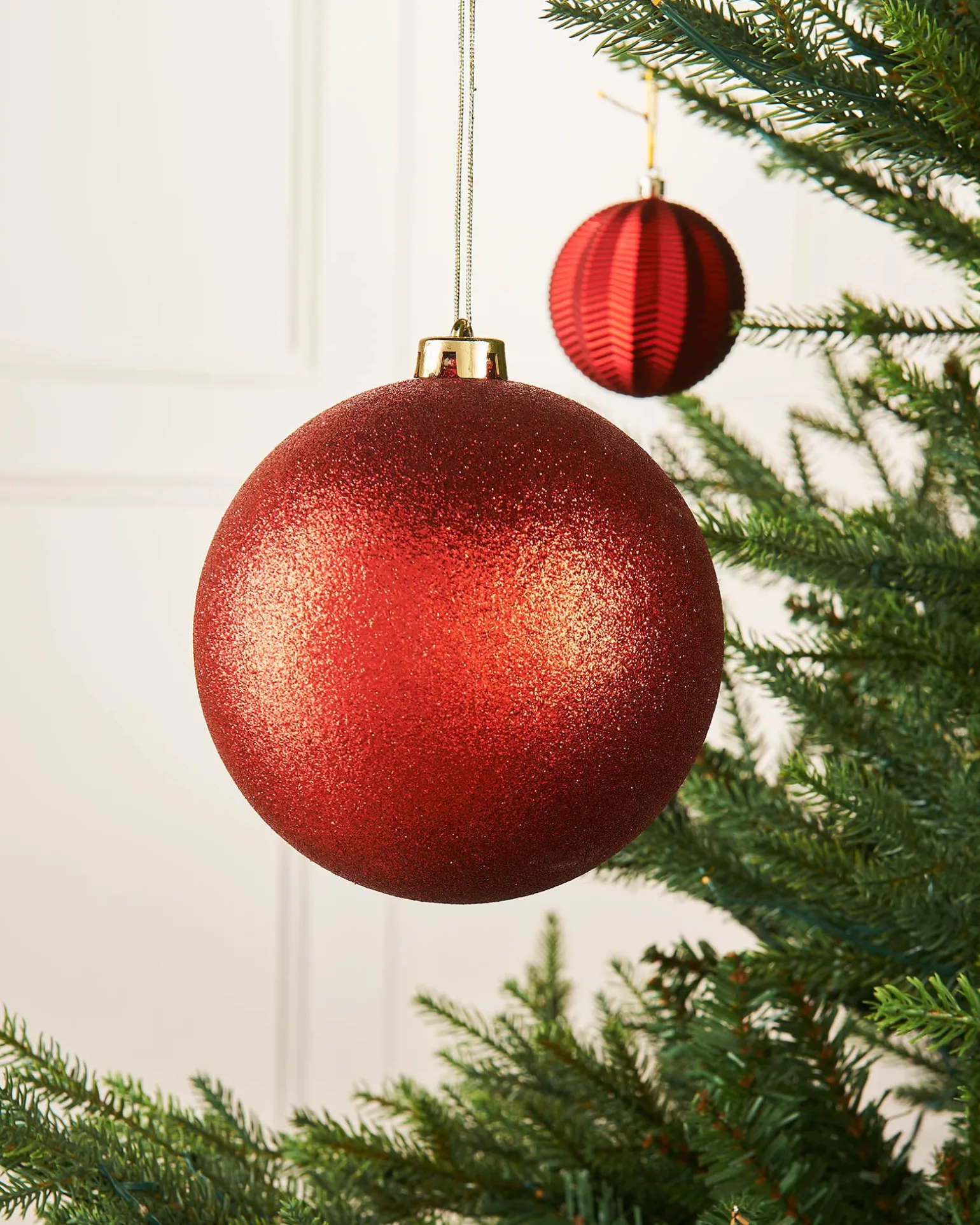Christmas Red Large Glitter Shatterproof Bauble, 15 Cm