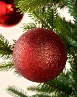 Christmas Red Shatterproof Baubles, 9 Pack, 10 Cm