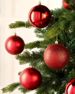 Christmas Red Shatterproof Baubles, 9 Pack, 10 Cm