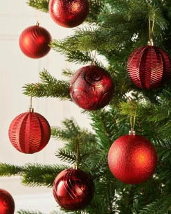 Christmas Red Shatterproof Baubles, 16 Pack, 8 Cm
