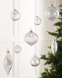 Clear Iridescent Glass Baubles, 20 Pack
