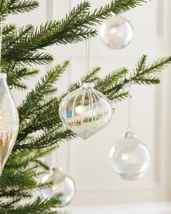 Clear Iridescent Glass Baubles, 20 Pack