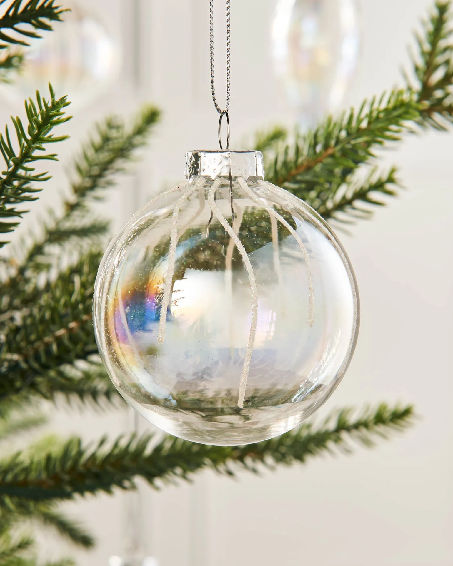 Clear Iridescent Glass Baubles, 20 Pack