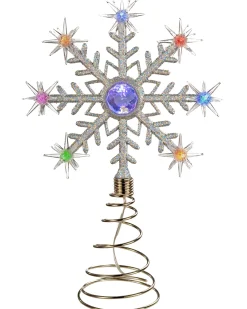 Colour Changing Snowflake Christmas Tree Topper, 29 Cm