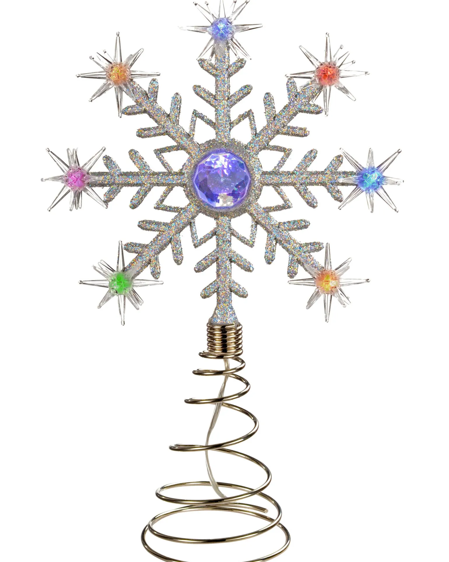 Colour Changing Snowflake Christmas Tree Topper, 29 Cm